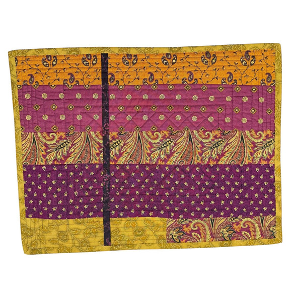 Hand Made Reversible Placemats Paisley Large 20x15 2 pc Coordinating Patterns - Picture 7 of 8